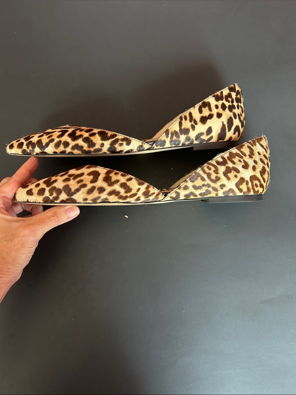 Sam Edelman Leopard Print Pointed Toe Flats Size 10 Calf Hair Rodney D’Orsay - Picture 7 of 12